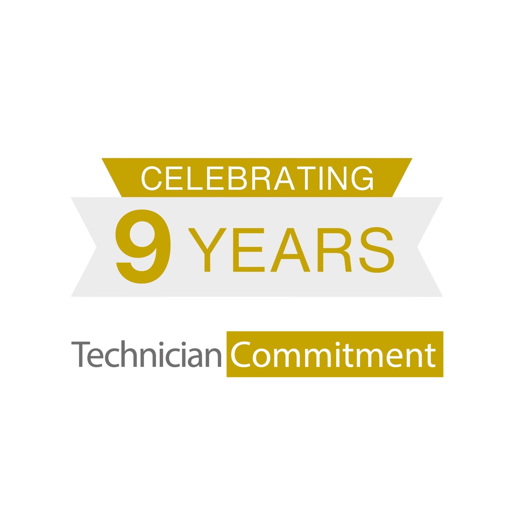 'Celebrating 9 years of Technician Commitment' anniversary commemorative logo